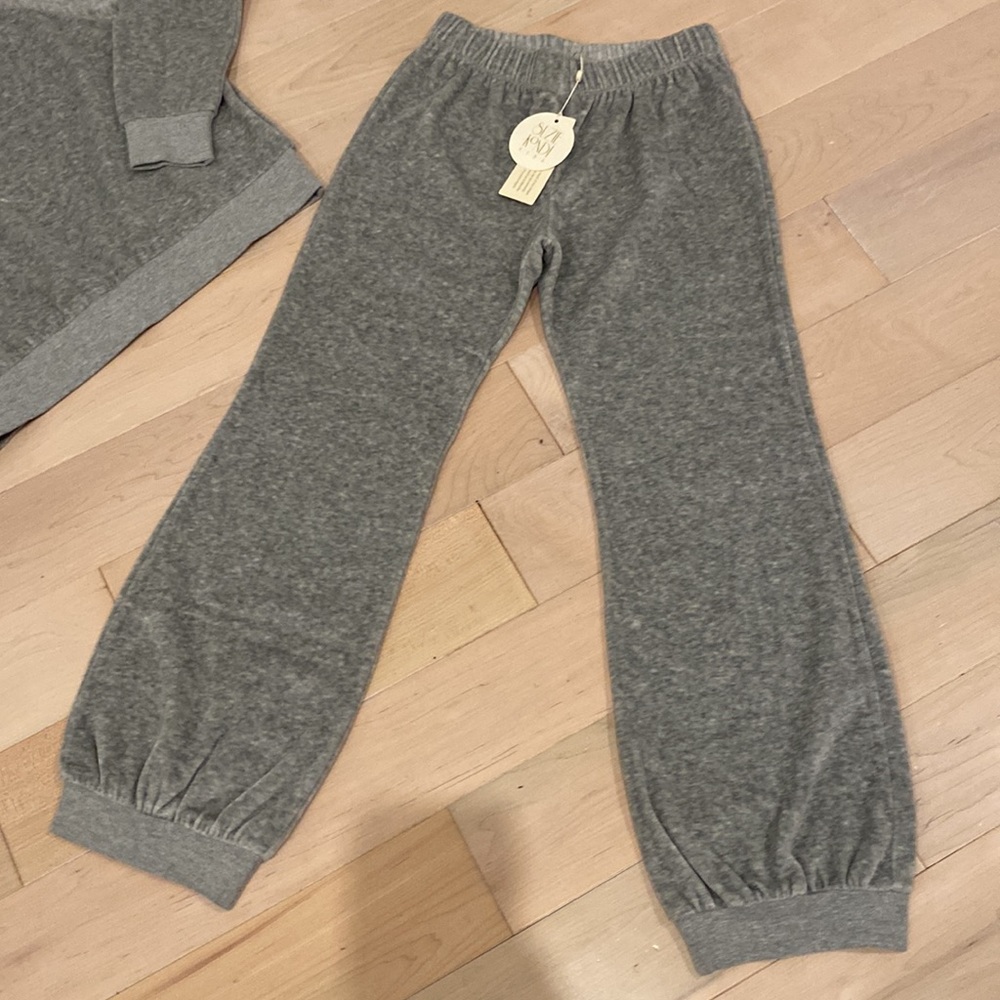 Suzie Kondi girls soft Heather velour grey track pants